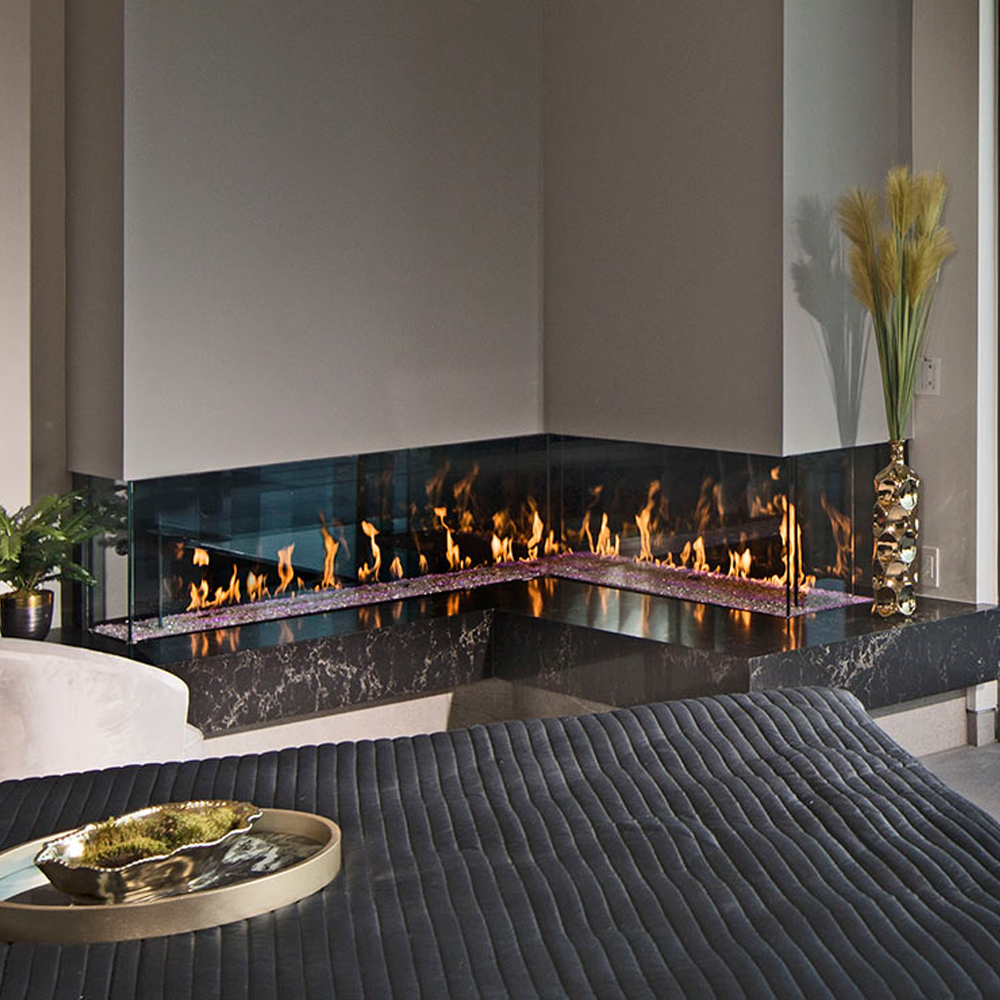 L-Configuration Linear Gas Fireplace