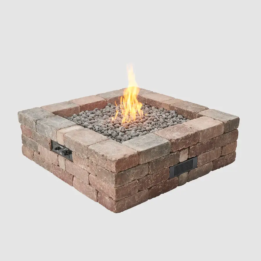 Bronson Block Square Gas Fire Pit Kit