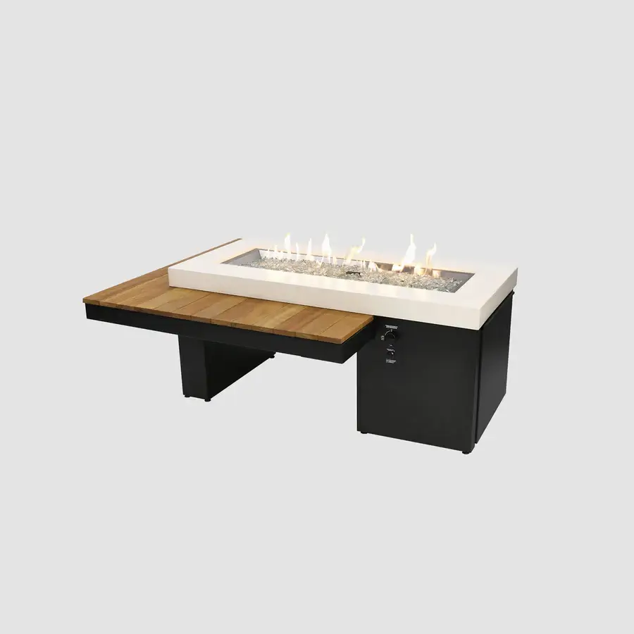 Uptown Iroko Linear Gas Fire Pit Table