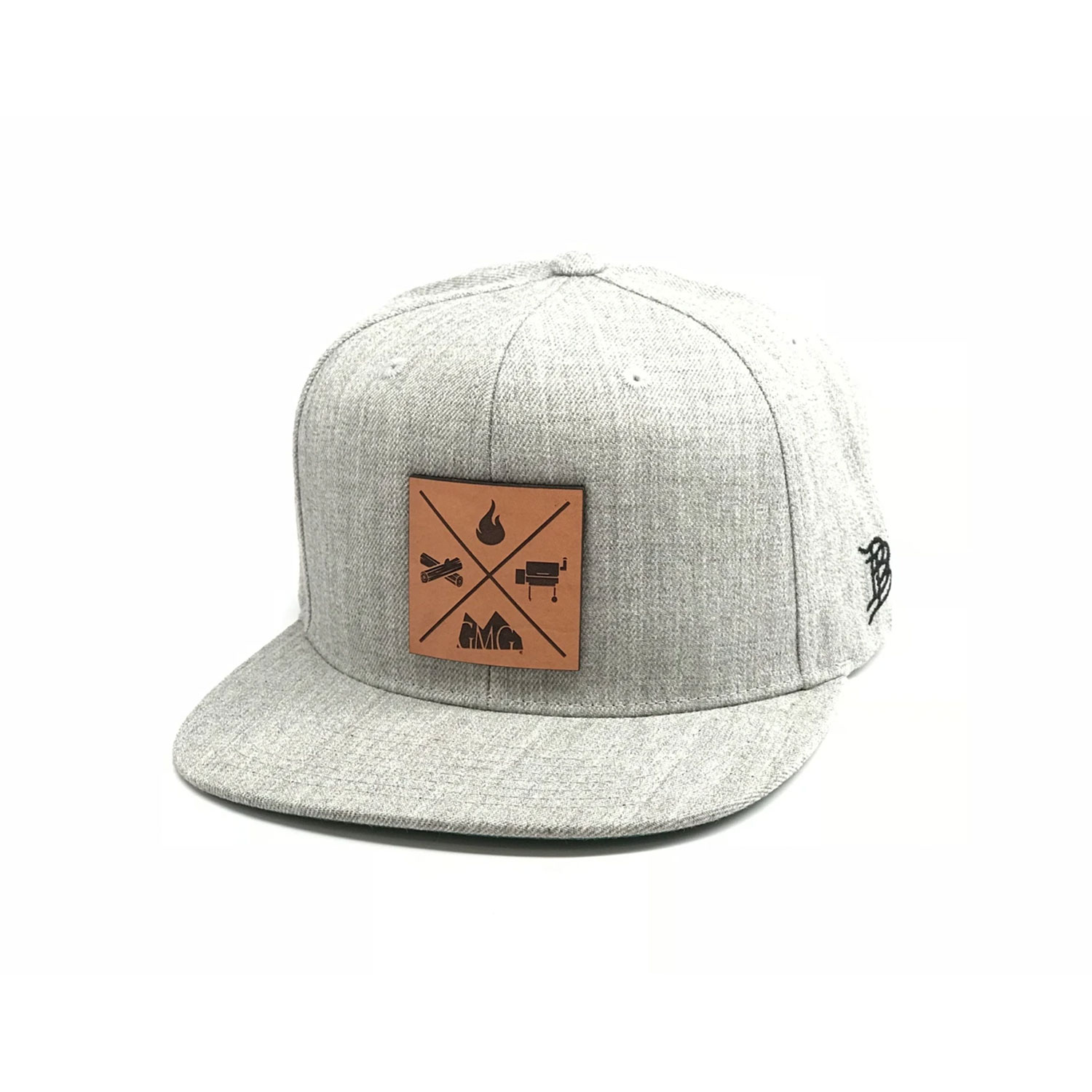 GMG HEATHER GREY SNAPBACK HAT W/ LEATHER PATCH